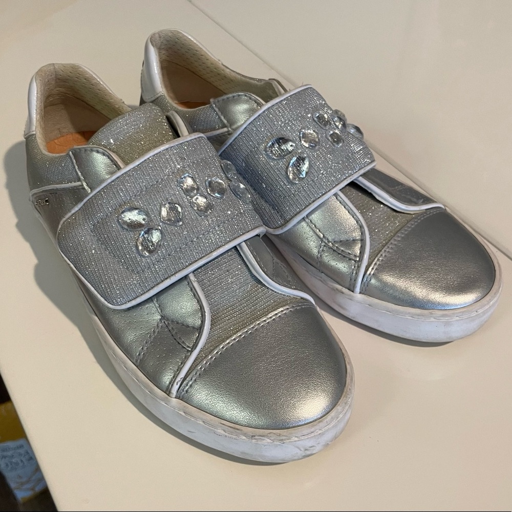 Geox Silver Velcro Sneakers Size EUR 35 US 3.5